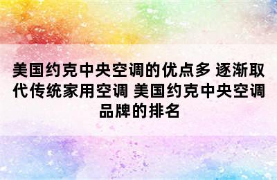 美国约克中央空调的优点多 逐渐取代传统家用空调 美国约克中央空调品牌的排名